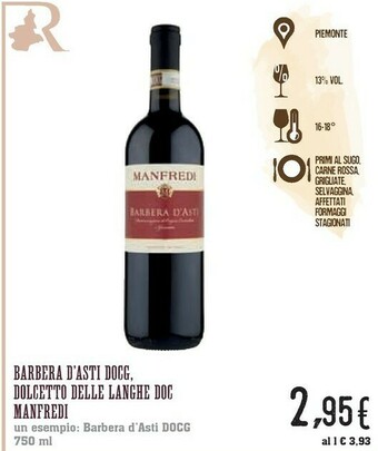 Conad Superstore Manfredi Barbera D Asti DOCG Dolcetto Delle Langhe DOC offerta