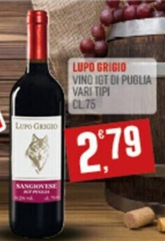 Marketpiù LUPO GRIGIO VINO IGT DI PUGLIA VARI TIPI CL.75 offerta