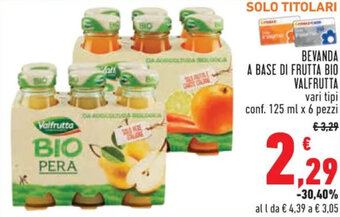 Conad BEVANDA A BASE DI FRUTTA BIO VALFRUTTA conf. 125 ml x 6 pezzi offerta