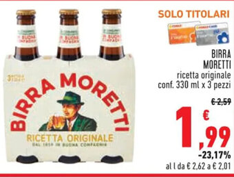 BIRRA MORETTI conf. 330 ml x 3 pezzi