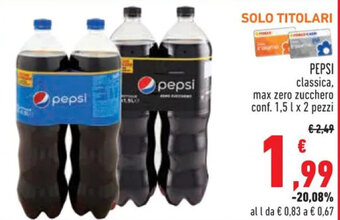 Conad PEPSI . 1,5 l x 2 pezzi offerta
