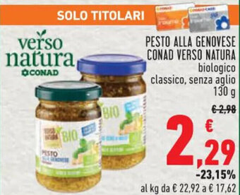 Conad PESTO ALLA GENOVESE CONAD VERSO NATURA 130 g offerta