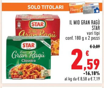Conad IL MIO GRAN RAGÙ STAR conf. 180 g x 2 pezzi offerta