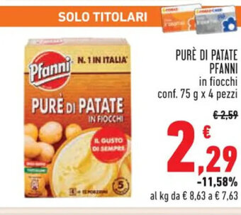 Conad PURÈ DI PATATE PFANNI conf. 75 g x 4 pezzi offerta