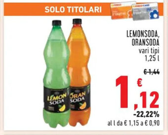 Conad LEMONSODA, ORANSODA vari tipi 1,25 l offerta