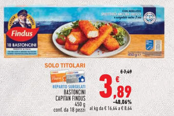 Conad Superstore BASTONCINI CAPITAN FINDUS 250 g offerta