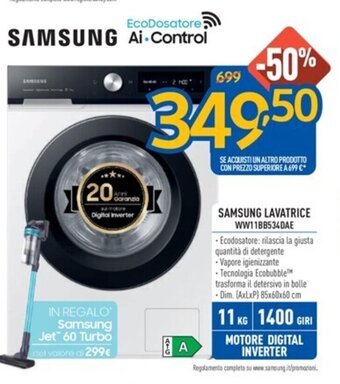 FreeShop SAMSUNG LAVATRICE WW11BB534DAE offerta