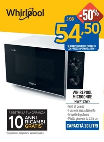 FreeShop WHIRLPOOL MICROONDE MWP103WH offerta