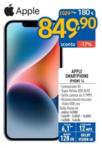 FreeShop APPLE SMARTPHONE IPHONE 14 offerta