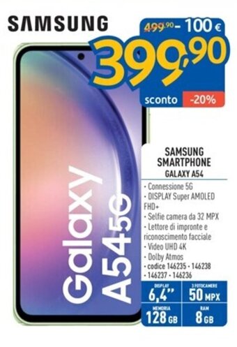 FreeShop SAMSUNG SMARTPHONE GALAXY A54 offerta