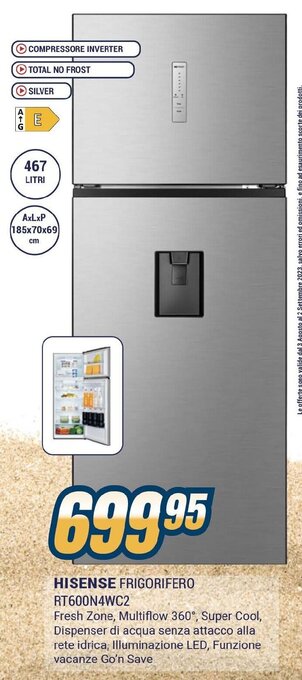 Sinergy HISENSE FRIGORIFERO RT600N4WC2 offerta