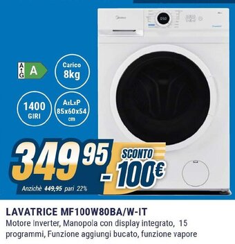 Sinergy Midea LAVATRICE MF100W80BA/W-IT offerta