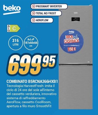 Sinergy beko COMBINATO B5RCNA366HXB1 offerta