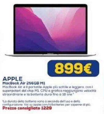 Euronics APPLE MacBook Air 256GB M1 offerta