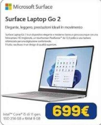 Euronics Microsoft Surface Surface Laptop GO 2 offerta