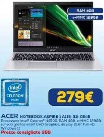 Euronics ACER NOTEBOOK ASPIRE 1 A115-32-C64E offerta