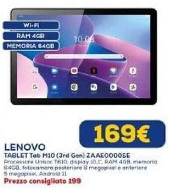 Euronics LENOVO TABLET Tab M10 (3rd Gen) ZAAE0000SE offerta