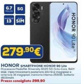 Euronics HONOR SMARTPHONE HONOR 90 Lite offerta