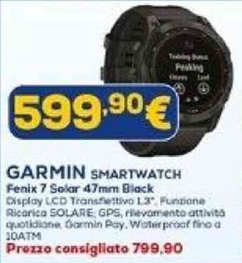 Euronics GARMIN SMARTWATCH Fenix 7 Solar 47mm Black offerta
