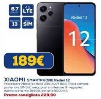 Euronics XIAOMI SMARTPHONE Redmi 12 offerta