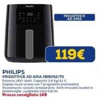 Euronics PHILIPS FRIGGITRICE AD ARIA HD9252/70 offerta