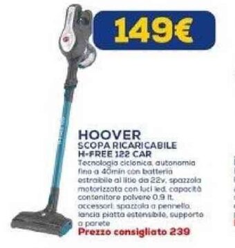 Euronics HOOVER SCOPA RICARICABILE H-FREE 122 CAR offerta