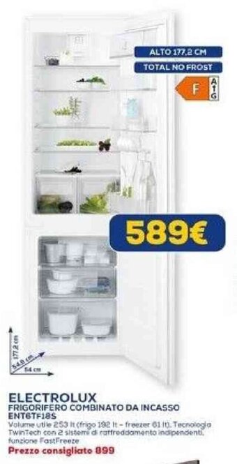 Euronics ELECTROLUX FRIGORIFERO COMBINATO DA INCASSO ENTGTF18S offerta