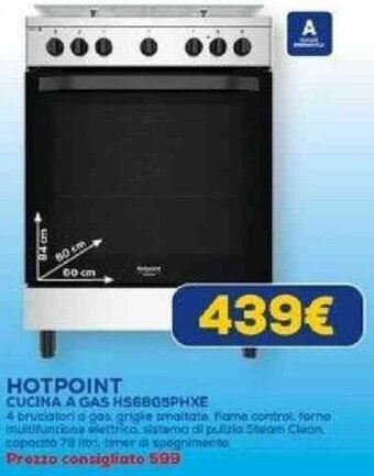 Euronics HOTPOINT CUCINA A GAS HS6BG5PHXE offerta