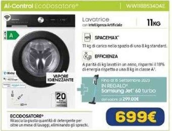 Euronics Ai.Control EcoDasatore Lavatrice con intelligenza Artificiale WW11BB534DAE offerta