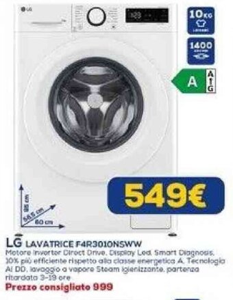Euronics LG LAVATRICE F4R3010NSWW offerta