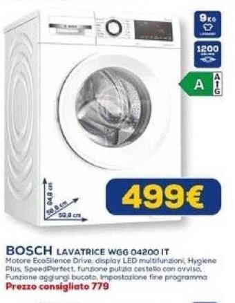 Euronics BOSCH LAVATRICE WGG 04200 IT offerta