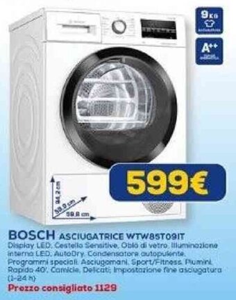 Euronics BOSCH ASCIUGATRICE WTW85STOGIT offerta