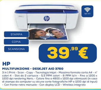 Euronics HP MULTIFUNZIONE - DESKJET AIO 3760 offerta