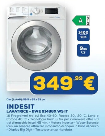 Euronics INDESIT LAVATRICE -BWE 91486X WS IT offerta