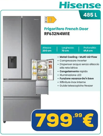 Euronics Hisense Frigorifero French Door RF632N4WIE offerta