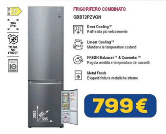 Euronics FRIGORIFERO COMBINATO GBB72PZVGN offerta