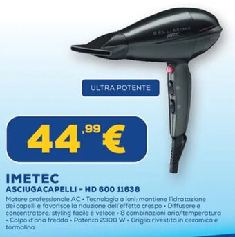 Euronics IMETEC ASCIUGACAPELLI - HD 600 11638 offerta