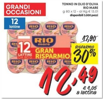 Pam TONNO IN OLIO D'OLIVA RIO MARE g 80 x 12 offerta