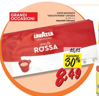 Pam CAFFÈ MACINATO "QUALITÀ ROSSA" LAVAZZA g 250 x 4 offerta