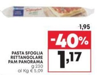 Pam PASTA SFOGLIA RETTANGOLARE PAM PANORAMA g 230 offerta