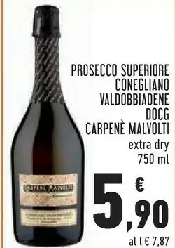 Conad Carpenè malvolti Prosecco Superiore Conegliano Valdobbiadene Docg offerta