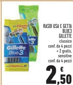 Conad Gillette Blue 3 Rasoi Usa E Getta offerta