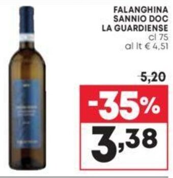 Pam FALANGHINA SANNIO DOC LA GUARDIENSE cl 75 offerta