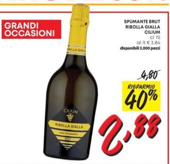 Pam SPUMANTE BRUT RIBOLLA GIALLA CILIUM cl 75 offerta