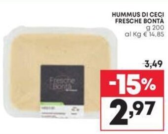 Pam HUMMUS DI CECI FRESCHE BONTÀ g 200 offerta