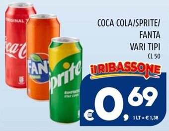 Il Centesimo COCA COLA/SPRITE/ FANTA VARI TIPI CL 50 offerta