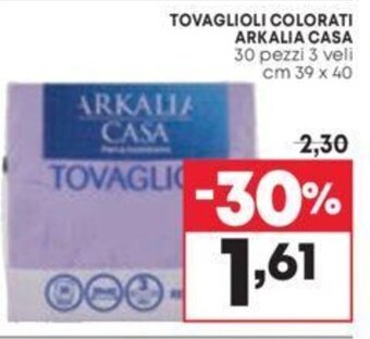 Pam TOVAGLIOLI COLORATI ARKALIA CASA 30 pezzi 3 veli cm 39 x 40 offerta