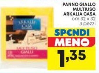 Pam PANNO GIALLO MULTIUSO ARKALIA CASA cm 32 x 32 3 pezzi offerta