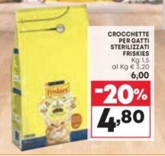 Pam CROCCHETTE PER GATTI STERILIZZATI FRISKIES Kg 1,5 offerta