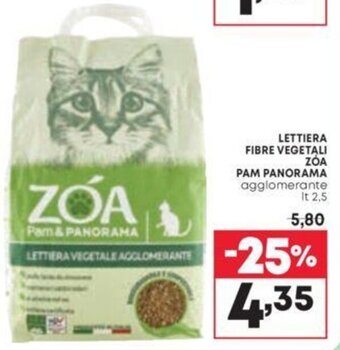 Pam LETTIERA FIBRE VEGETALI ZÓA PAM PANORAMA agglomerante It 2,5 offerta